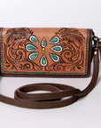 American Darling Organiser Hair-On Hand Tooled Genuine Leather Women Bag Western Handbag Purse