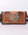 American Darling Organiser Hair-On Hand Tooled Genuine Leather Women Bag Western Handbag Purse