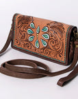 American Darling Organiser Hair-On Hand Tooled Genuine Leather Women Bag Western Handbag Purse