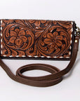 American Darling Organiser Hair-On Hand Tooled Genuine Leather Women Bag Western Handbag Purse