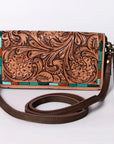 American Darling Organiser Hair-On Hand Tooled Genuine Leather Women Bag Western Handbag Purse