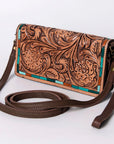 American Darling Organiser Hair-On Hand Tooled Genuine Leather Women Bag Western Handbag Purse