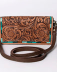 American Darling Organiser Hair-On Hand Tooled Genuine Leather Women Bag Western Handbag Purse