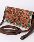 American Darling Organiser Hair-On Hand Tooled Genuine Leather Women Bag Western Handbag Purse