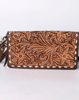 American Darling Organiser Hair-On Hand Tooled Genuine Leather Women Bag Western Handbag Purse