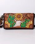American Darling Organiser Hair-On Hand Tooled Genuine Leather Women Bag Western Handbag Purse
