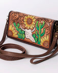 American Darling Organiser Hair-On Hand Tooled Genuine Leather Women Bag Western Handbag Purse