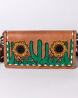 American Darling Organiser Hair-On Hand Tooled Genuine Leather Women Bag Western Handbag Purse