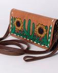 American Darling Organiser Hair-On Hand Tooled Genuine Leather Women Bag Western Handbag Purse