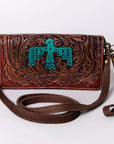 American Darling Organiser Hair-On Hand Tooled Genuine Leather Women Bag Western Handbag Purse