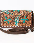 American Darling Organiser Hair-On Hand Tooled Genuine Leather Women Bag Western Handbag Purse