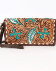 American Darling Organiser Hair-On Hand Tooled Genuine Leather Women Bag Western Handbag Purse