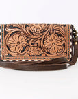 American Darling Organiser Hair-On Hand Tooled Genuine Leather Women Bag Western Handbag Purse