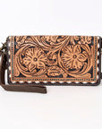 American Darling Organiser Hair-On Hand Tooled Genuine Leather Women Bag Western Handbag Purse