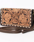 American Darling Organiser Hair-On Hand Tooled Genuine Leather Women Bag Western Handbag Purse