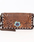 American Darling Organiser Hair-On Hand Tooled Genuine Leather Women Bag Western Handbag Purse