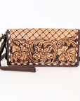 American Darling Organiser Hair-On Hand Tooled Genuine Leather Women Bag Western Handbag Purse