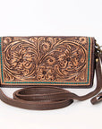 American Darling Organiser Hair-On Hand Tooled Genuine Leather Women Bag Western Handbag Purse