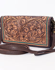 American Darling Organiser Hair-On Hand Tooled Genuine Leather Women Bag Western Handbag Purse