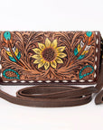American Darling Organiser Hair-On Hand Tooled Genuine Leather Women Bag Western Handbag Purse