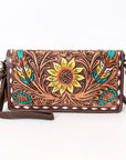 American Darling Organiser Hair-On Hand Tooled Genuine Leather Women Bag Western Handbag Purse