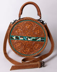 American Darling ADBG1025 Canteen Hand Tooled Genuine Leather women bag western handbag purse