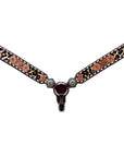 Bar H Equine Horse Genuine Leather Floral Design Breast Collar ,Headstall Brown