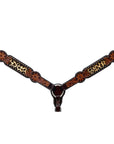 Bar H Equine Horse Genuine Leather Floral Design Breast Collar ,Headstall Brown