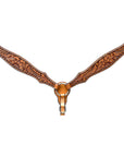 Bar H Equine Horse Genuine Leather Floral Design Breast Collar ,Headstall Tan