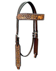 Bar H Equine Horse Genuine Leather Floral Design Breast Collar ,Headstall Brown