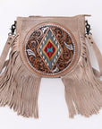 American Darling Messenger Hand Tooled Hair-On Genuine Leather women bag western handbag purse