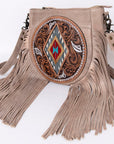 American Darling Messenger Hand Tooled Hair-On Genuine Leather women bag western handbag purse