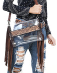 American Darling ADBGZ718 Clear Bag Hand Tooled Genuine Leather Women Bag Western Handbag Purse