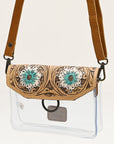 American Darling ADBGZ720 Clear Bag Hand Tooled Genuine Leather Women Bag Western Handbag Purse