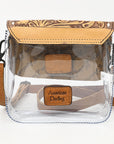 American Darling ADBGZ722 Clear Bag Hand Tooled Genuine Leather Women Bag Western Handbag Purse
