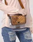 American Darling ADBGZ722 Clear Bag Hand Tooled Genuine Leather Women Bag Western Handbag Purse