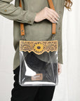 American Darling ADBGZ725 Clear Bag Hand Tooled Genuine Leather Women Bag Western Handbag Purse