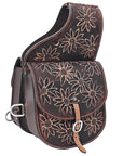 Hilason Floral Western Horse Leather Saddle Bag Heavyduty Traditional Trail Ride