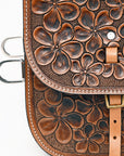 Hilason Floral Western Horse Leather Saddle Bag Heavyduty Traditional Trail Ride