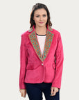 ADBZ703 Genuine leather Hand tooled hand carved Women Blazer dress jacket ladies Girl