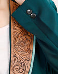 ADBZ704 Genuine leather Hand tooled hand carved Women Blazer dress jacket ladies Girl