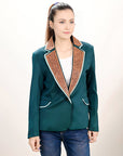 ADBZ704 Genuine leather Hand tooled hand carved Women Blazer dress jacket ladies Girl