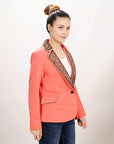 ADBZ706 Genuine leather Hand tooled hand carved Women Blazer dress jacket ladies Girl