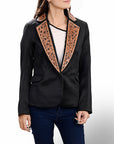 ADBZ707 Genuine leather Hand tooled hand carved Women Blazer dress jacket ladies Girl