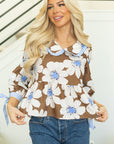 Emberly Tie Sleeve Collared V Neck Blouse