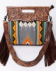 American Darling Clutch Hand Tooled Saddle Blanket Fabric Genuine Leather Western Women Bag Handbag Purse | Purses for Cute