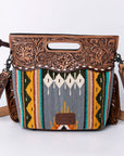 American Darling Clutch Hand Tooled Saddle Blanket Fabric Genuine Leather Western Women Bag Handbag Purse | Purses for Cute
