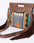 American Darling Clutch Hand Tooled Saddle Blanket Fabric Genuine Leather Western Women Bag Handbag Purse | Purses for Cute