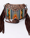 American Darling Saddle Blanket Genuine Leather Women Bag Western Handbag Purse