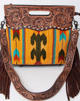 American Darling Clutch Hand Tooled Saddle Blanket Fabric Genuine Leather Western Women Bag Handbag Purse | Purses for Cute